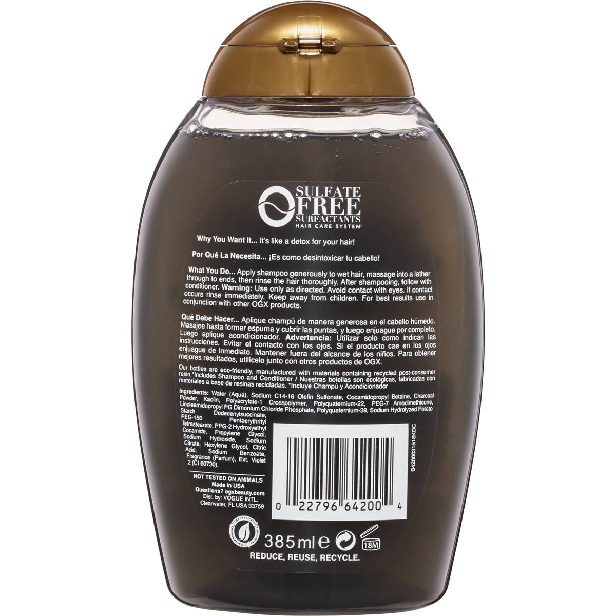 Ogx Shampoo Charcoal Detox 385ml Woolworths
