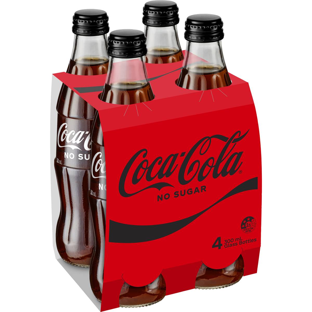 Coca - Cola Zero Sugar Soft Drink Glass Bottles 4 X 300ml | Woolworths