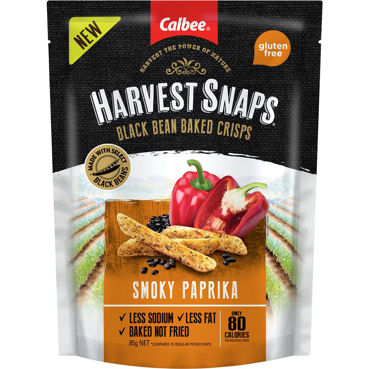 Calbee Harvest Snaps Black Bean Smokey Paprika