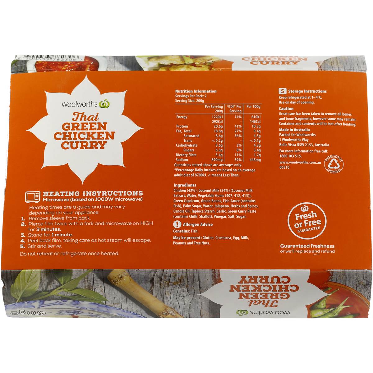 Woolworths Thai Green Chicken Curry 400g Woolworths