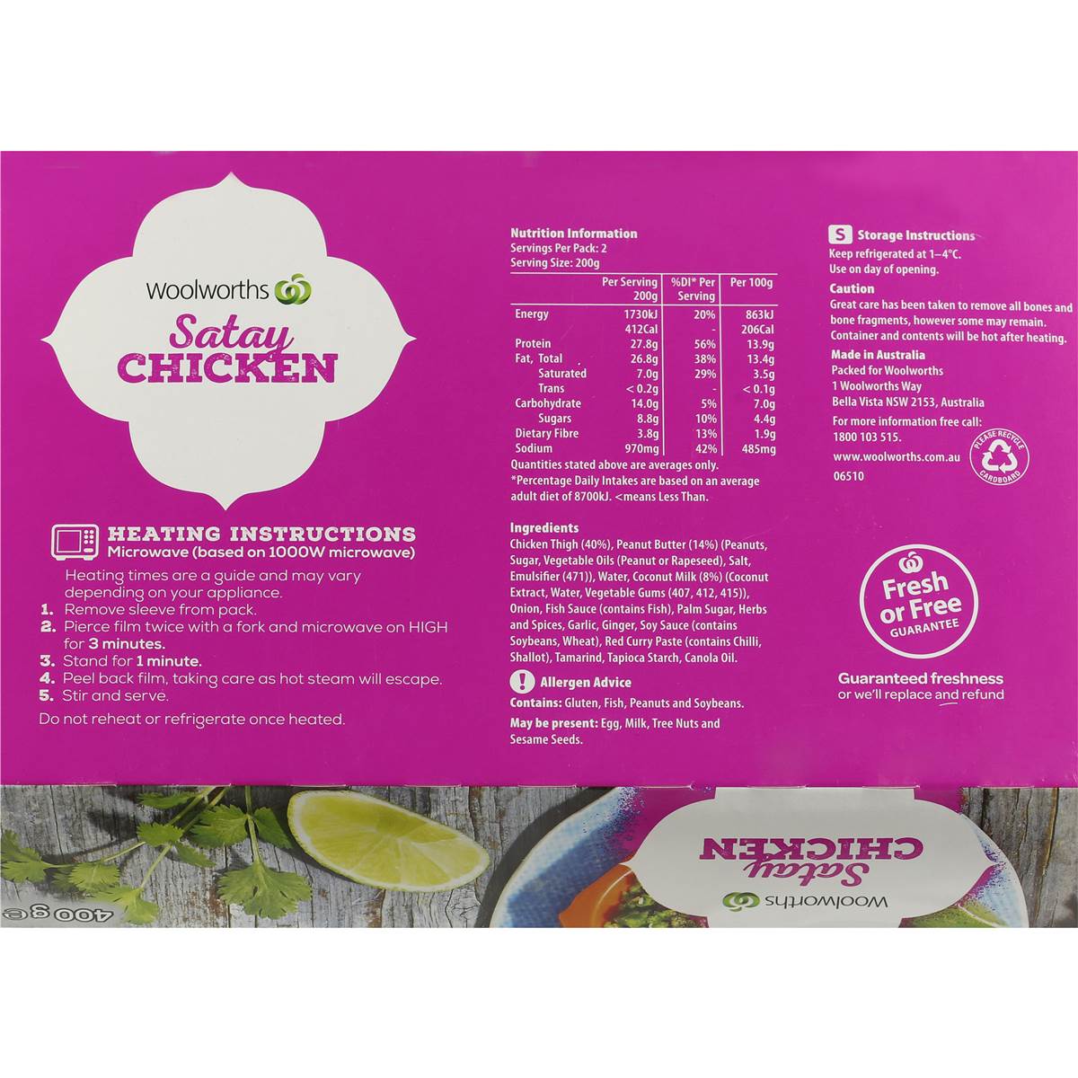 Woolworths Thai Chicken Satay 400g Woolworths