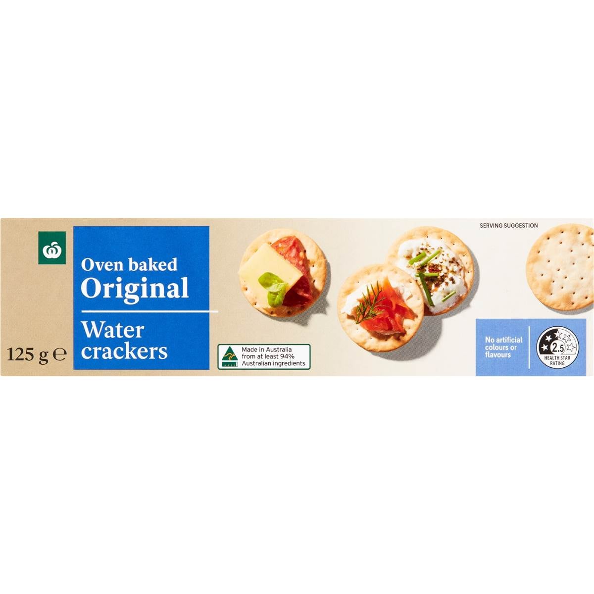 Woolworths Plain Water Crackers 125g Woolworths