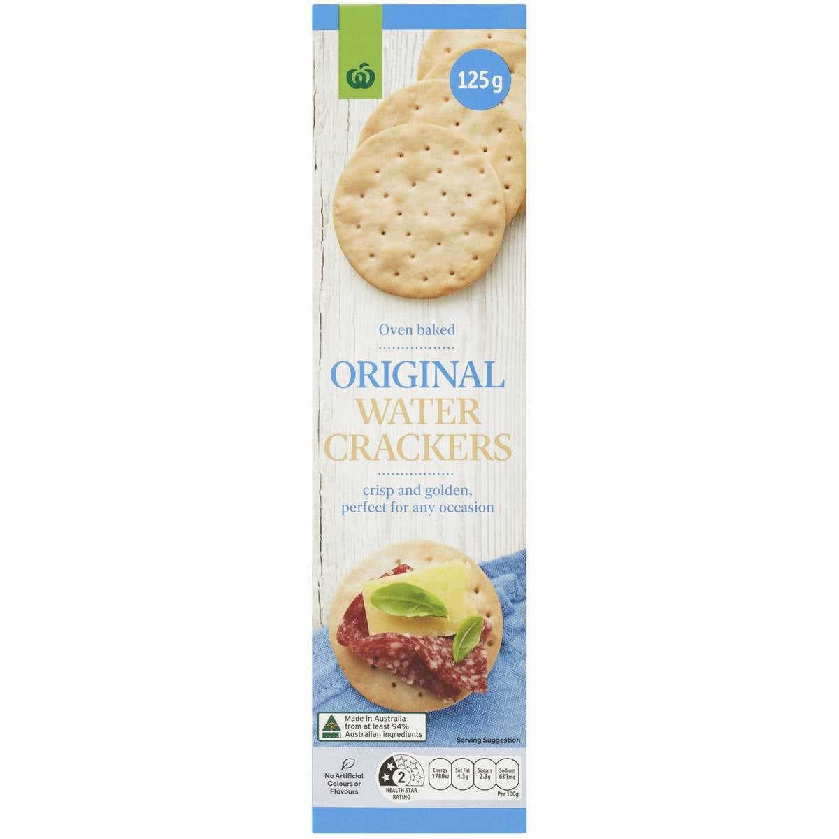 Woolworths Plain Water Crackers 125g Woolworths