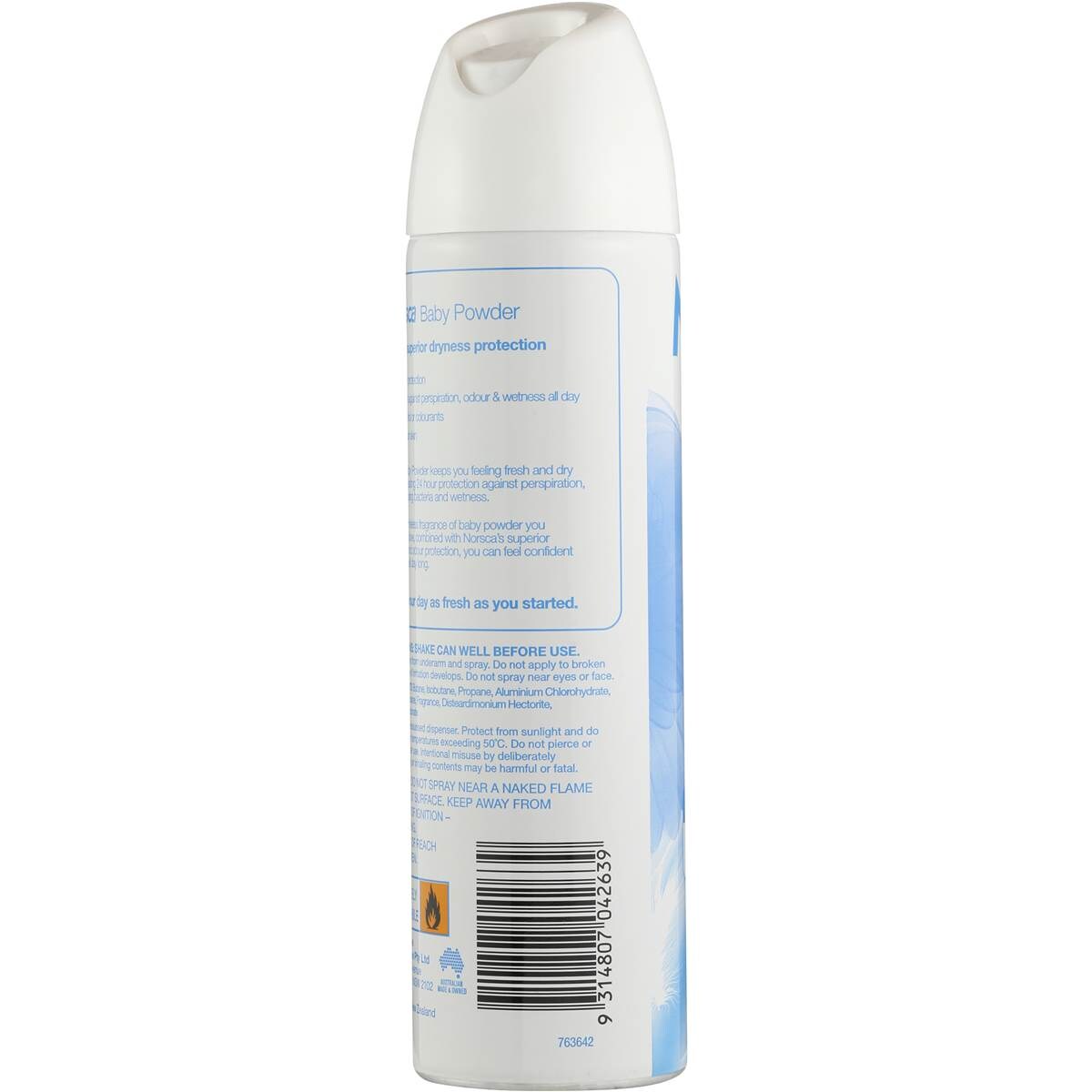 Norsca Deodorant Aerosol Baby Powder Antiperspirant 150g Woolworths