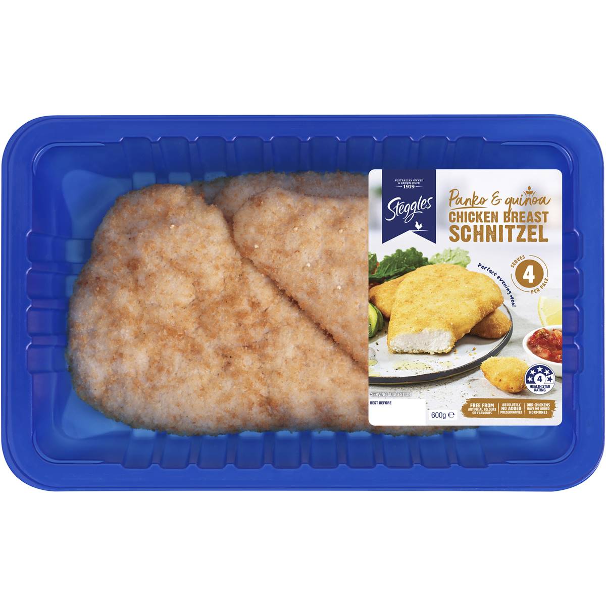 Steggles Chicken Breast Schnitzel Panko & Quinoa 600g | Woolworths