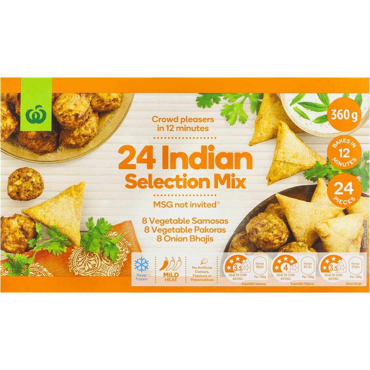 Woolworths Indian Selection Mixed Pack 24 Pieces 360g Woolworths