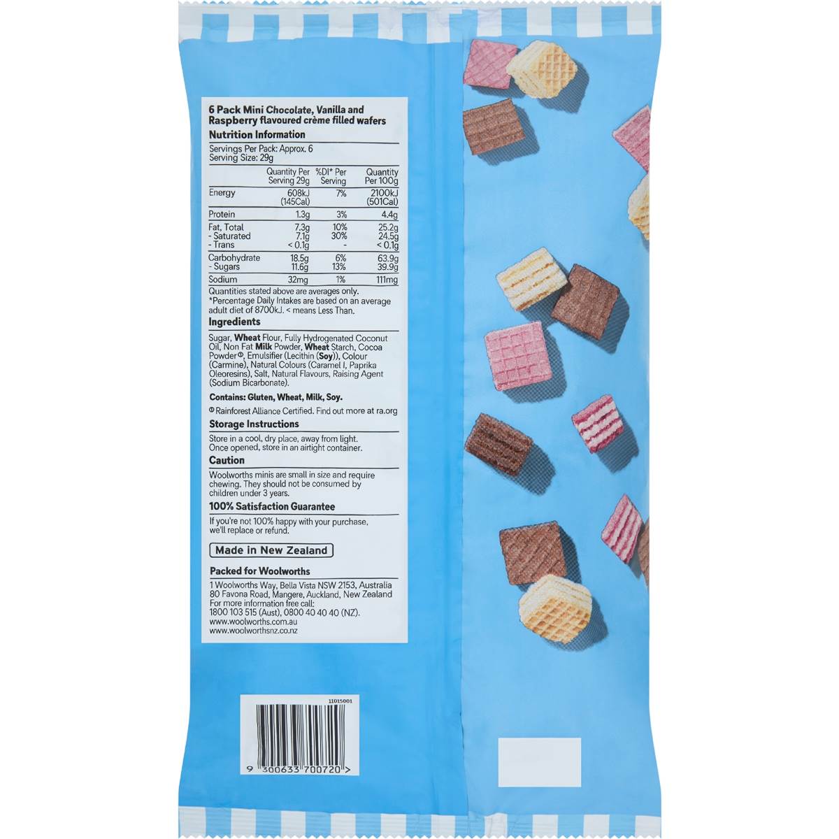 Woolworths Creme Wafer Mini Biscuits 6 Pack Woolworths