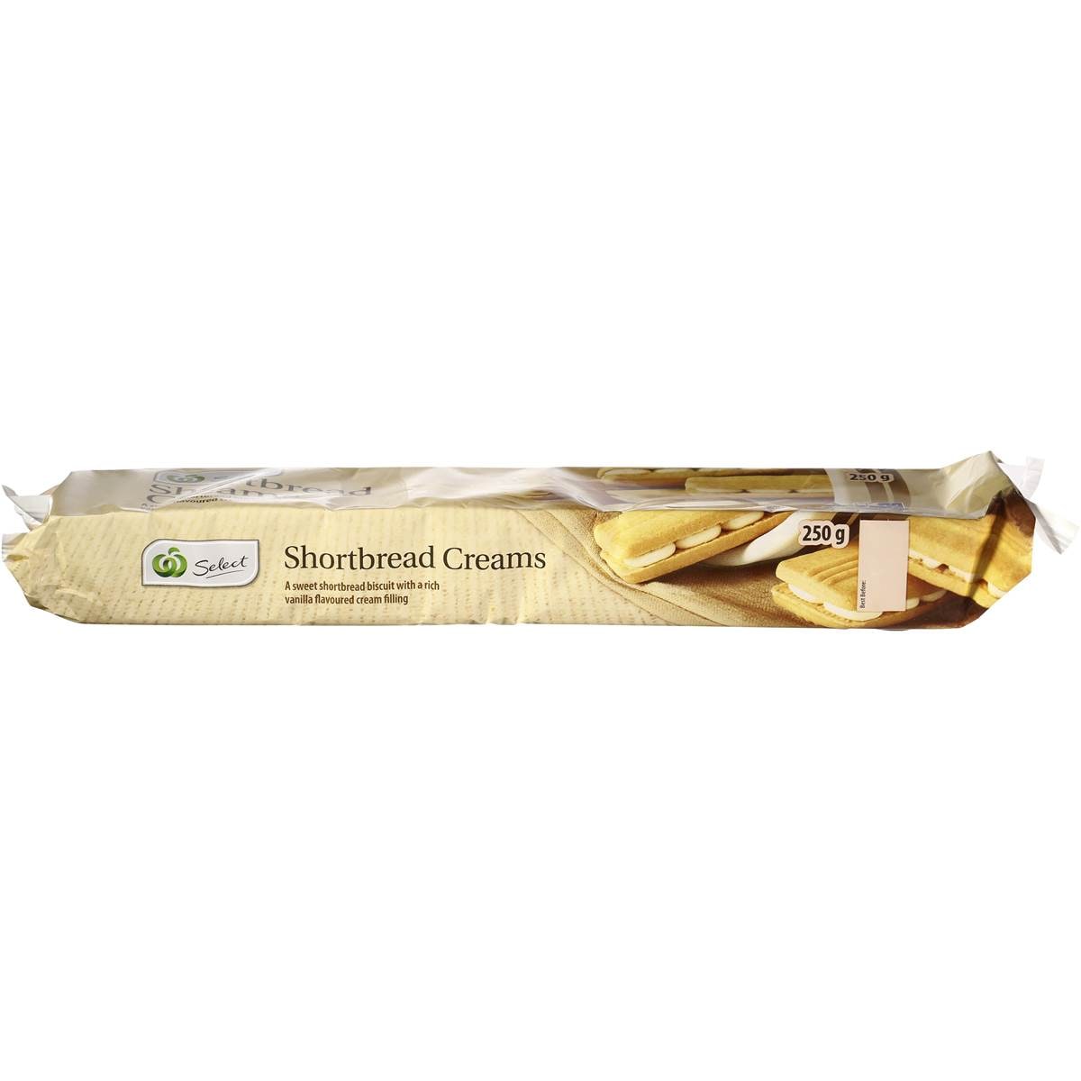 Woolworths Select Shortbread Cream Biscuits 250g Woolworths