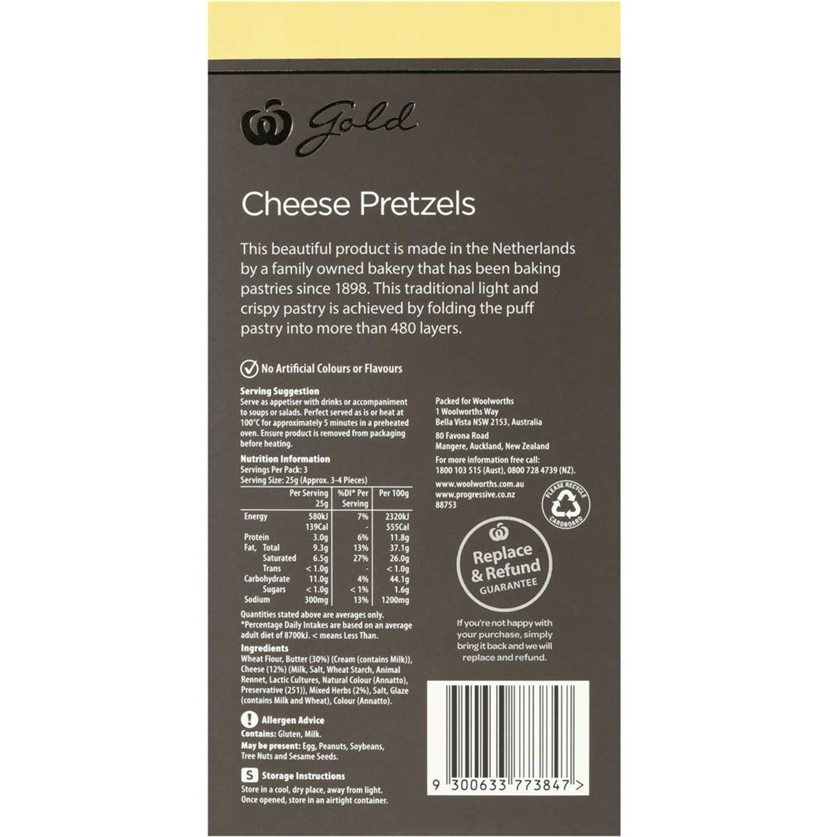 Woolworths Gold Mediterranean Herb Gouda & Edam Butter Pretzels 75g