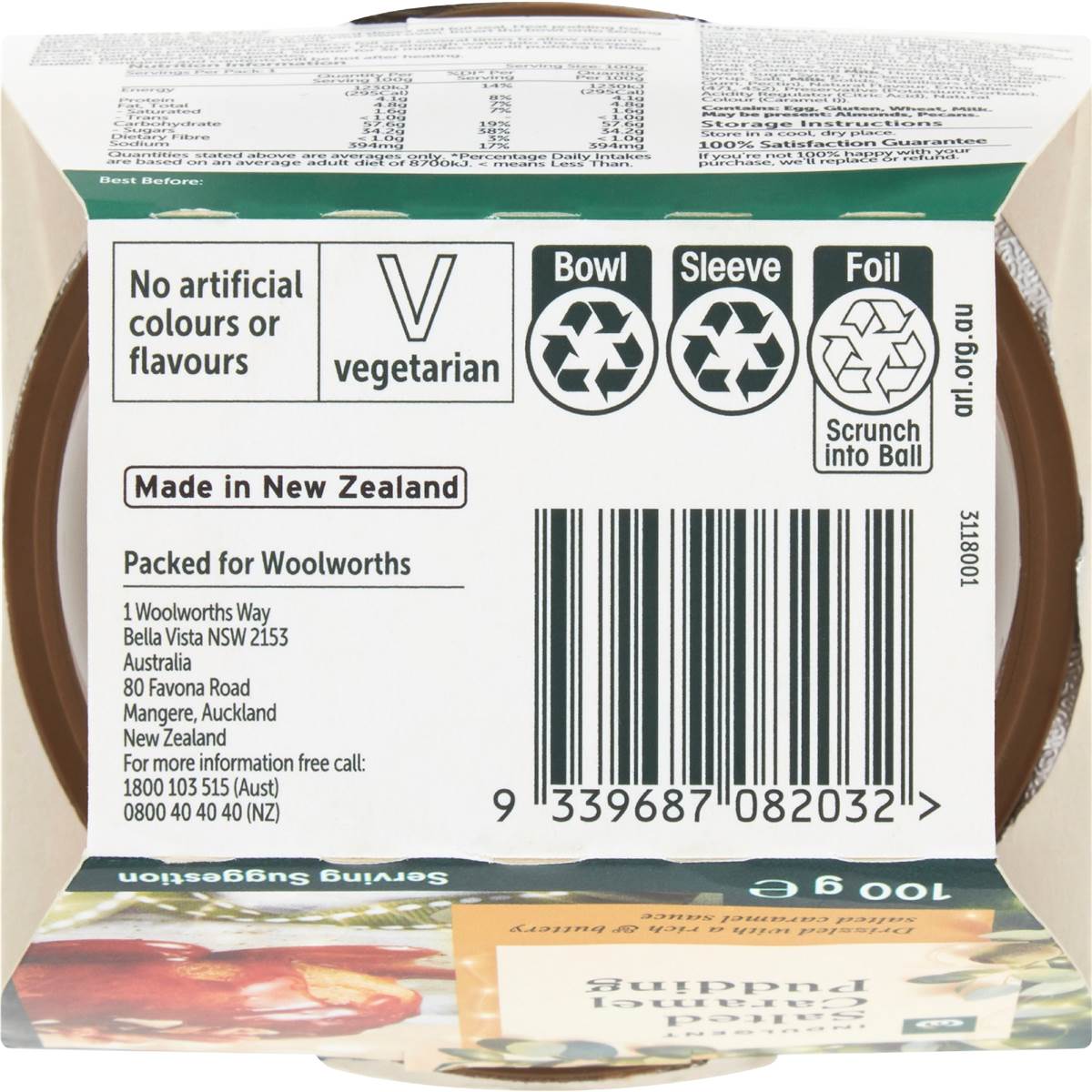 Woolworths Indulgent Salted Caramel Pudding 100g Woolworths