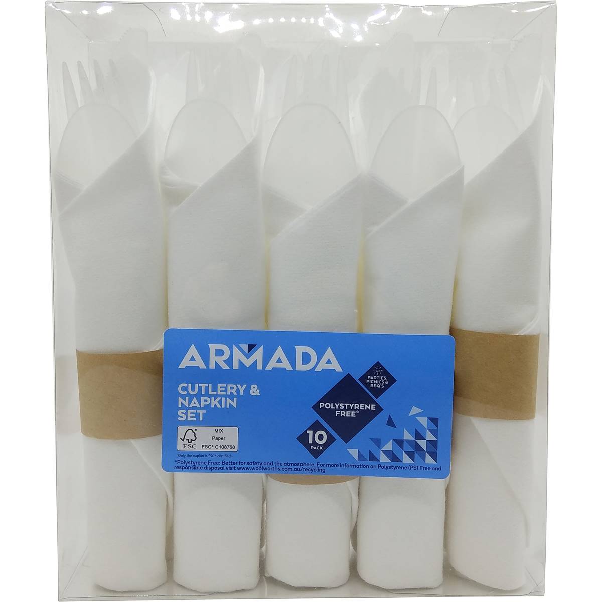 Armada Cutlery & Napkin Set 10 Pack Woolworths