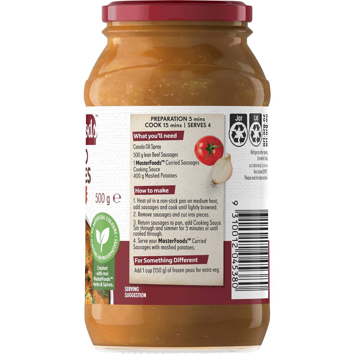 Masterfoods Curried Sausages Cooking Sauce 500g Woolworths
