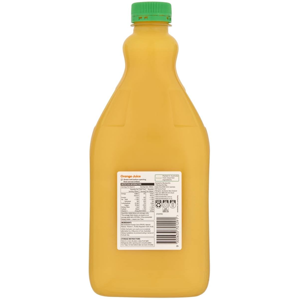 Woolworths Orange Juice 2l Woolworths
