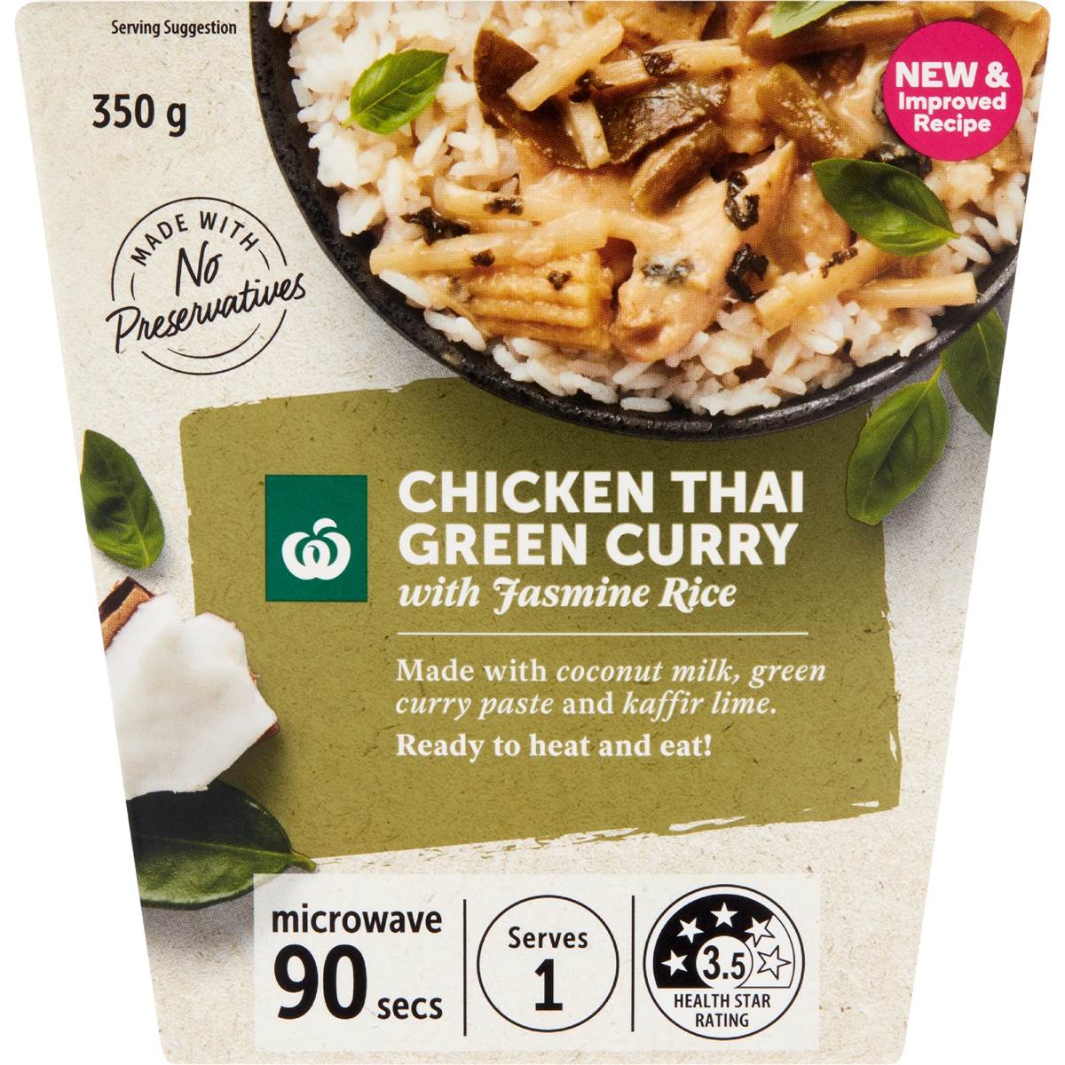 Woolworths Thai Green Chicken Curry With Jasmine Rice 350g Woolworths