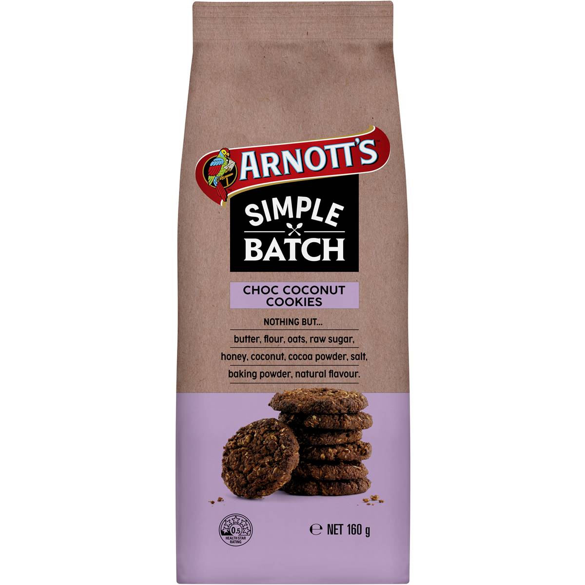 Arnott's Simple Batch Choc Coconut Cookies 160g | Woolworths