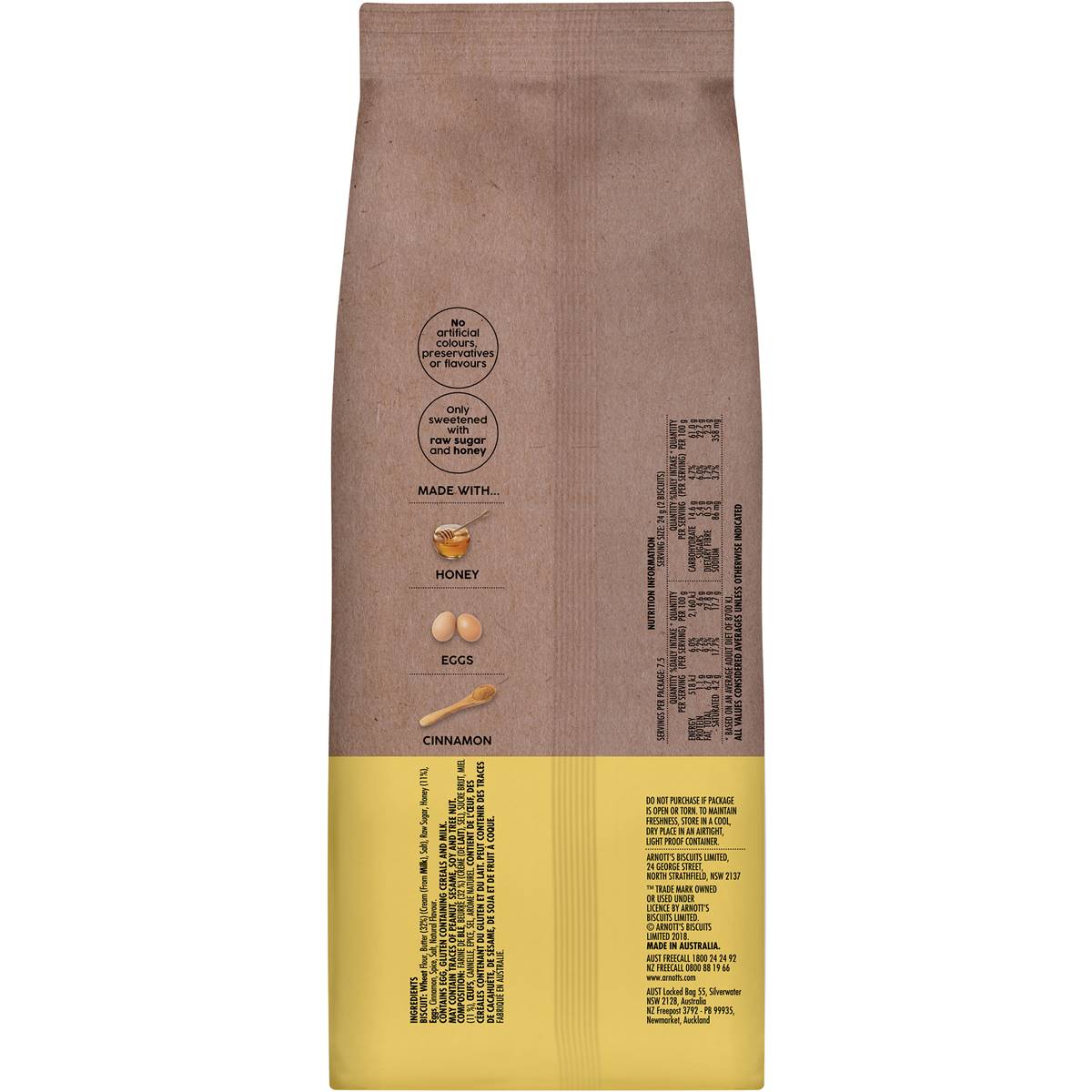 Arnott's Simple Batch Honey Cinnamon Biscuits 180g Woolworths