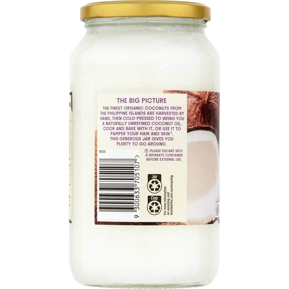 Macro Organic Coconut Oil 900g Woolworths