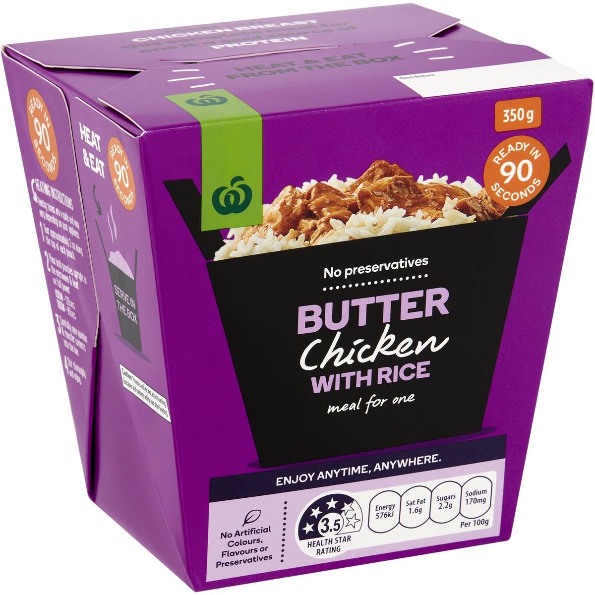 Woolworths Select Butter Chicken With Jasmine Rice 350g ...