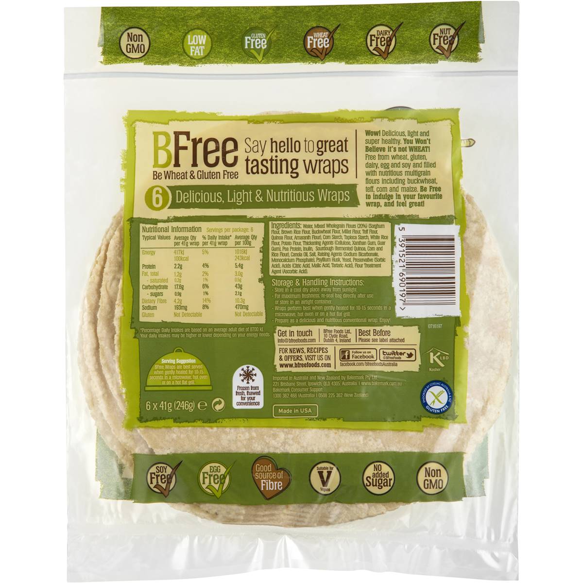 Bfree Wraps Multigrain 6 Pack | Woolworths