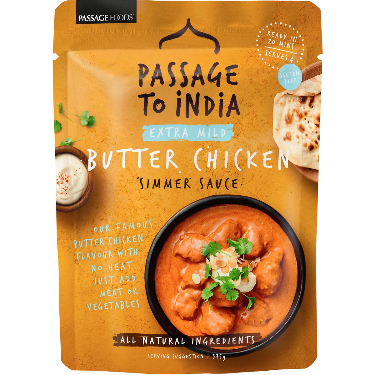 Passage To India Simmer Sauce Extra Mild Butter Chicken 375g Woolworths