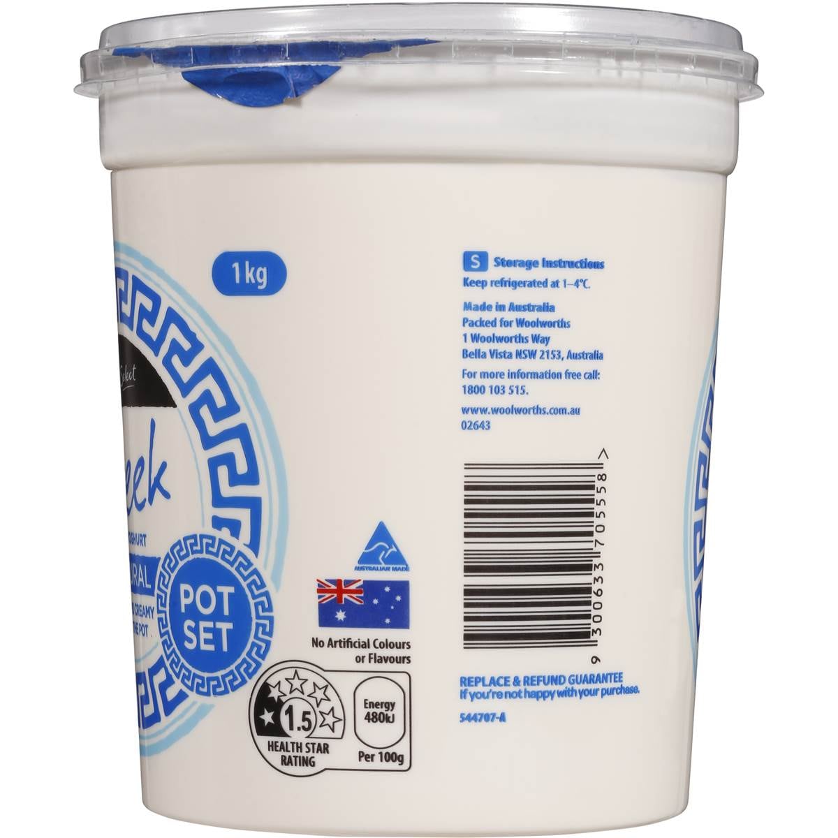 Woolworths Select Pot Set Natural Greek Style Yoghurt 1kg Woolworths