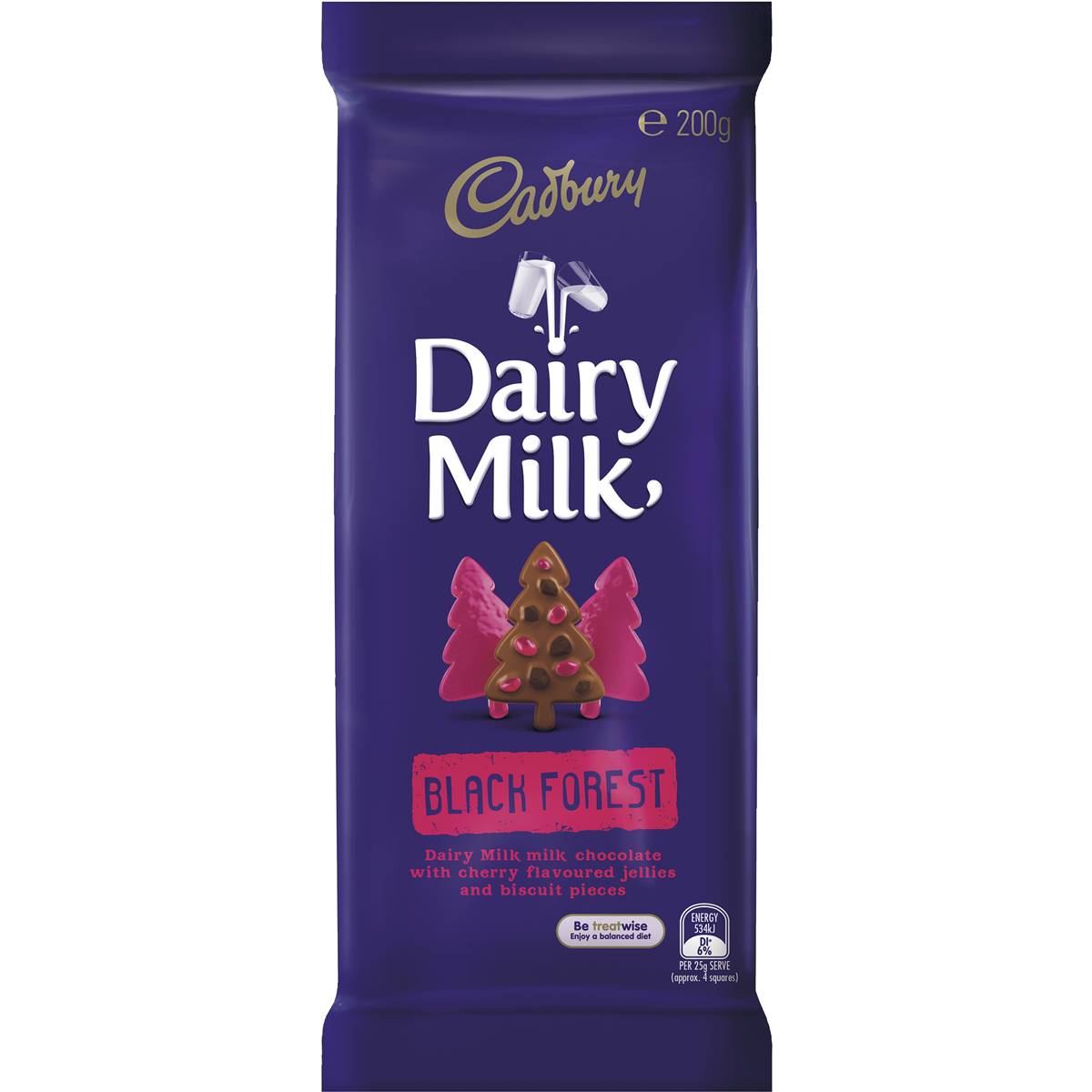 Cadbury Dairy Milk Chocolate Black Forest 200g Block Woolworths