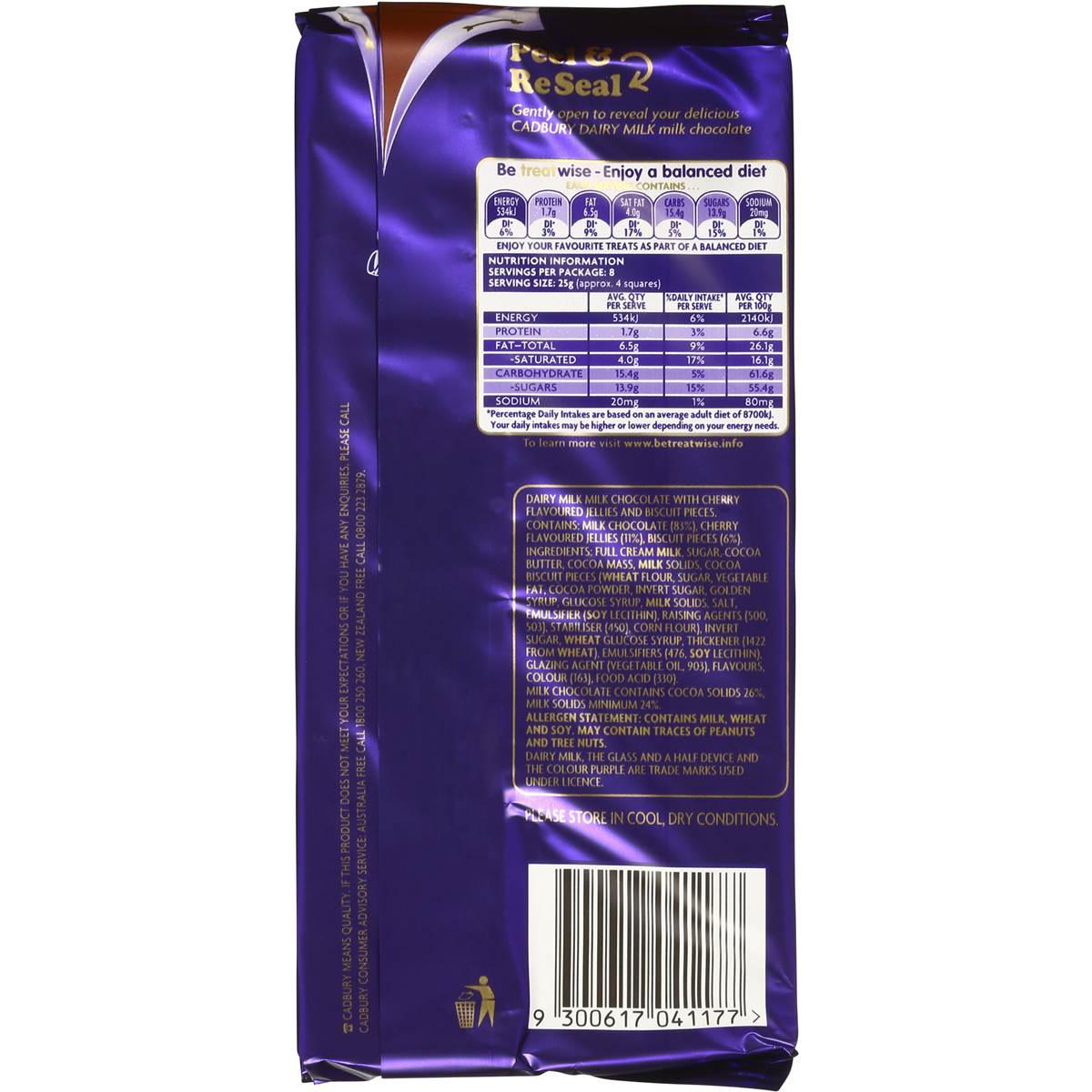 Cadbury Dairy Milk Chocolate Black Forest 200g Block Woolworths