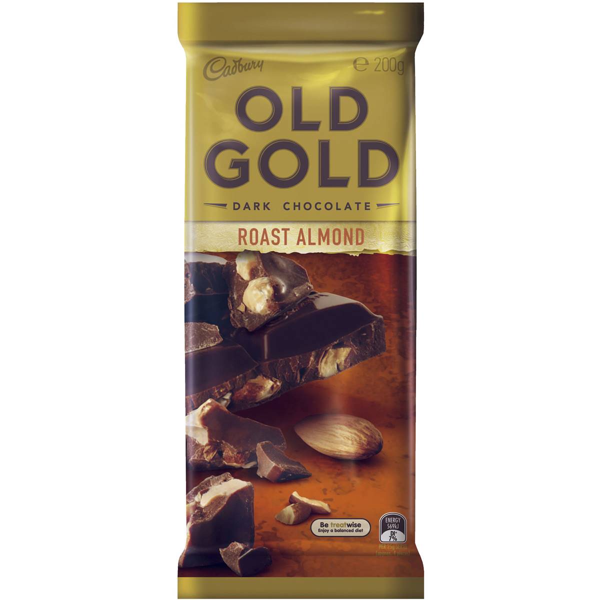 Cadbury Old Gold Dark Chocolate Roast Almond 200g Block Woolworths