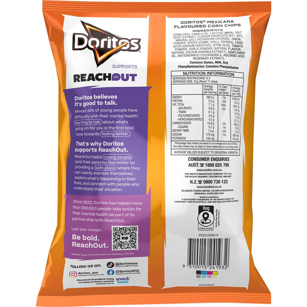 Doritos Corn Chips Mexicana Share Pack 170g Woolworths