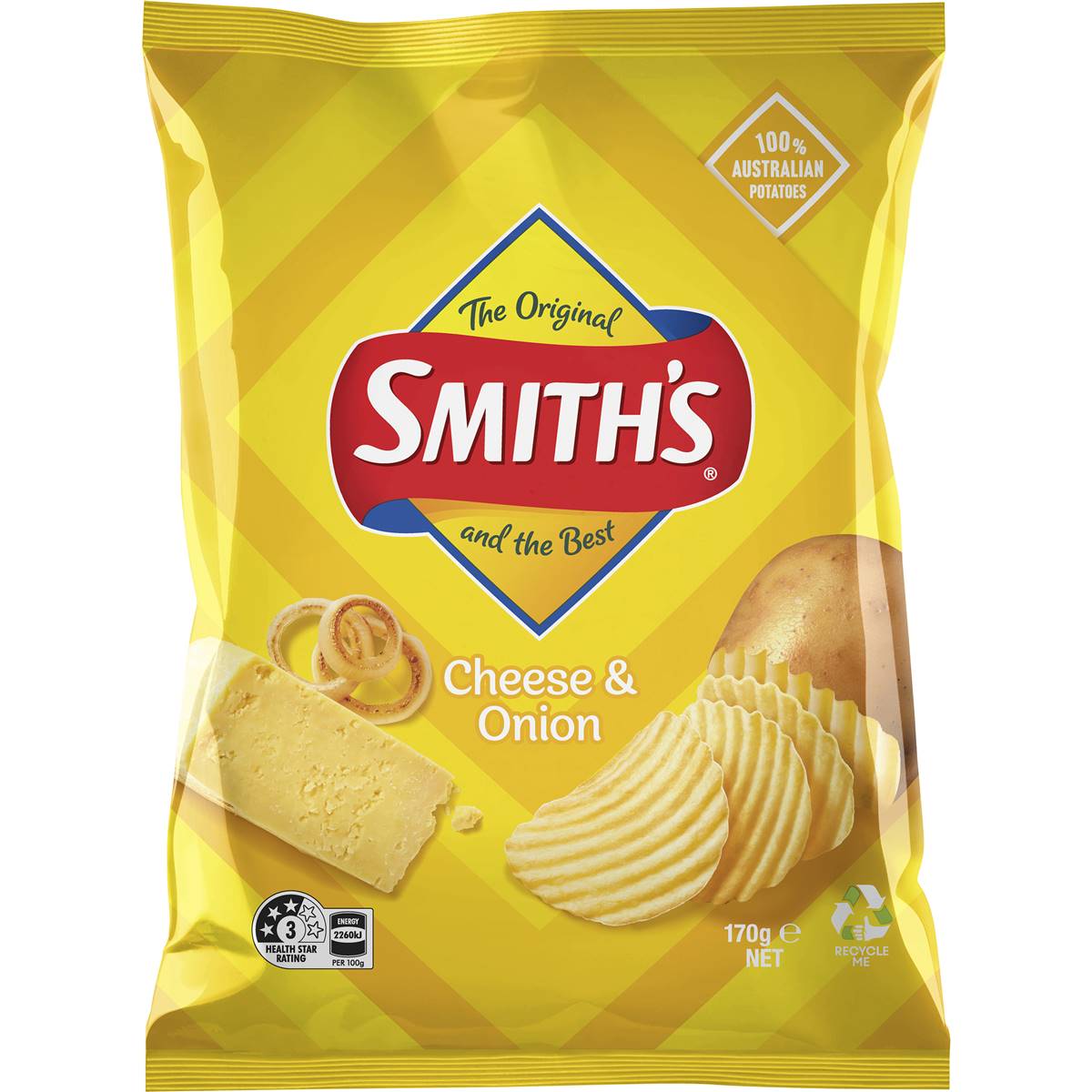 Smith's Crinkle Cut Potato Chips Cheese & Onion 170G