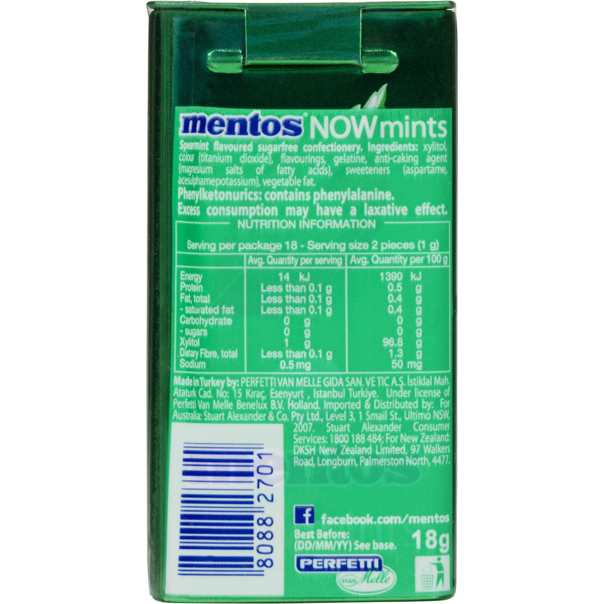Mentos Now Mints Spearmint 18g Woolworths