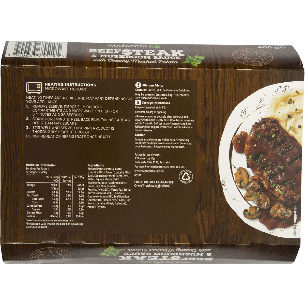 Woolworths Rump Steak With Mushroom Sauce 400g Woolworths