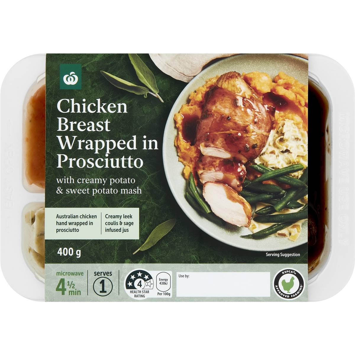 Woolworths Prosciutto Wrapped Chicken Chilled Meal 400g Woolworths