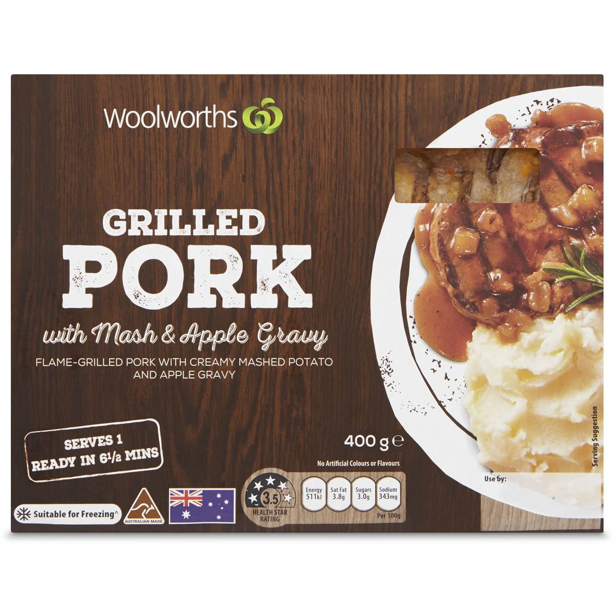 Woolworths Grilled Pork With Mash & Apple Gravy 400g Woolworths