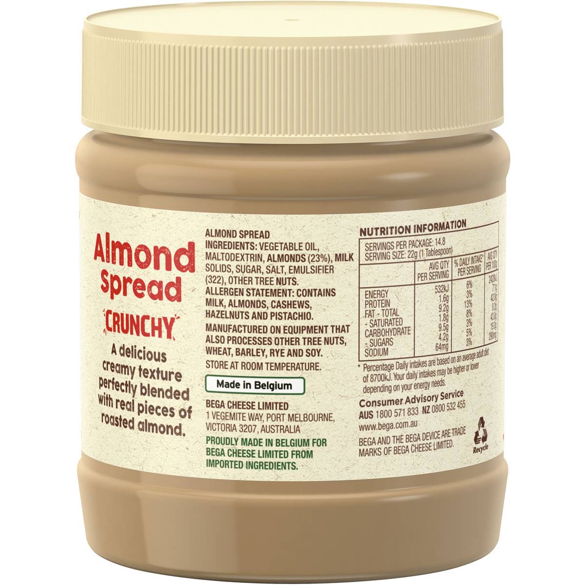Bega Almond Spread Crunchy 325g Woolworths