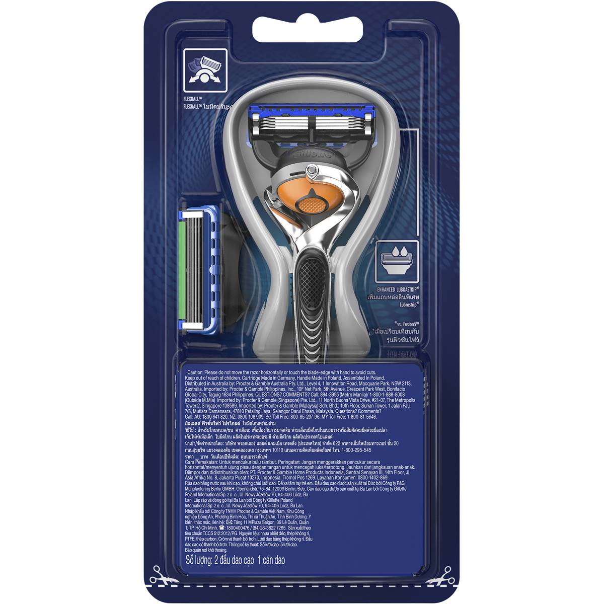 Gillette Fusion Proglide Manual Shaving Razor & Blade Flexball Handle ...