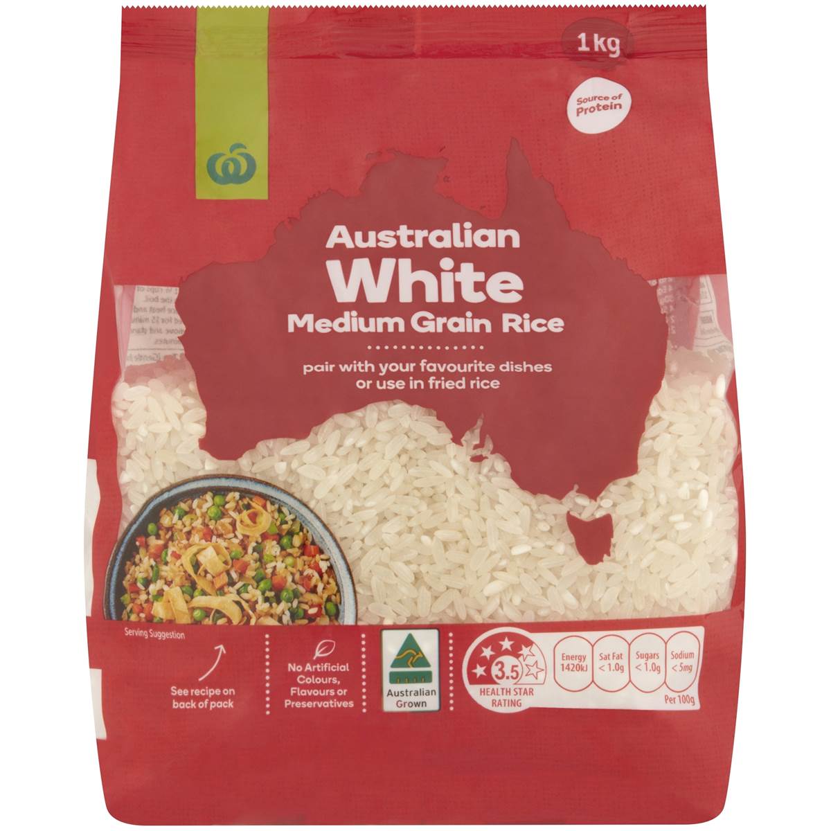 Woolworths Australian White Medium Grain Rice 1kg Woolworths