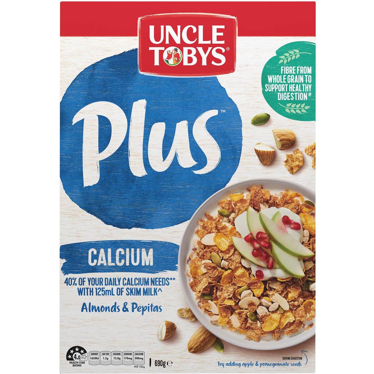 Uncle Tobys Cereal Plus Calcium 690g Woolworths