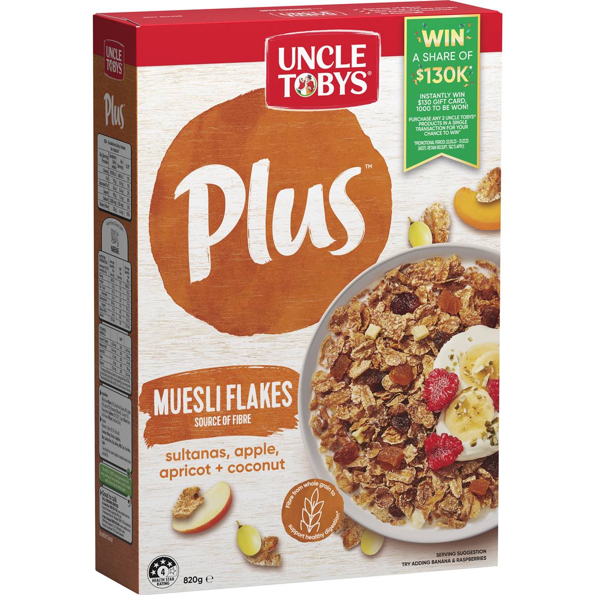 Uncle Tobys Cereal Plus Muesli Flakes 820g Woolworths