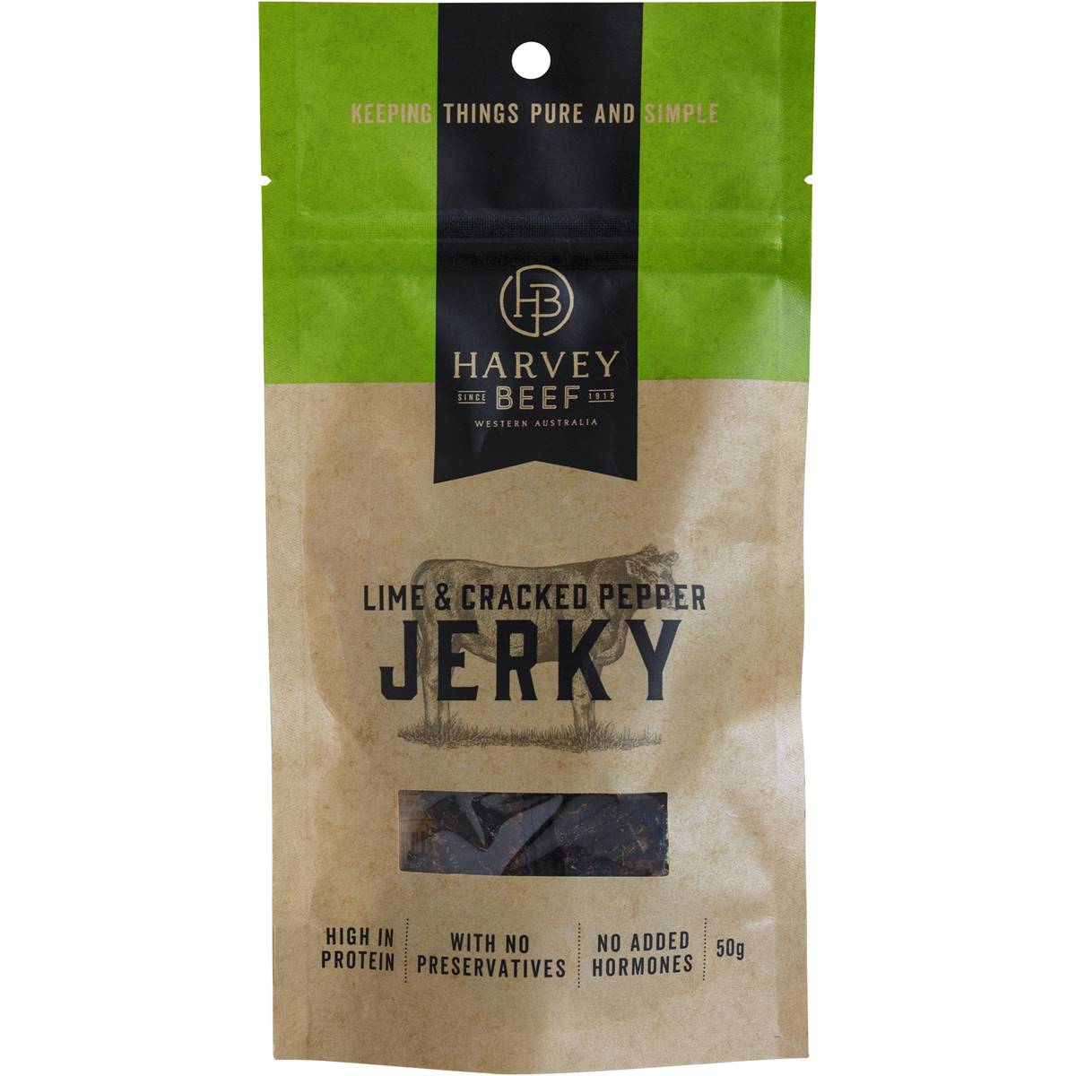 Harvey Beef Beef Jerky Lime & Cracked Pepper 50g Woolworths