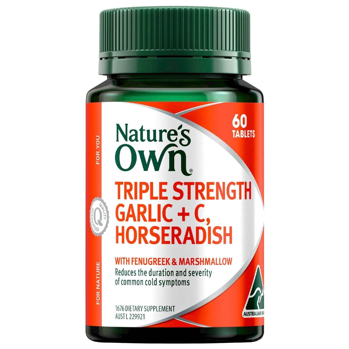 Nature's Own Triple Strength Garlic+c Horseradish Tablets 60 pk