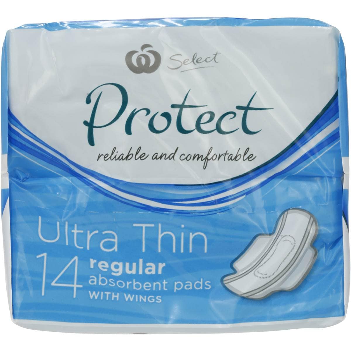 Select Protect Ultra Thin Regular Pads With Wings 14 Pack Woolworths