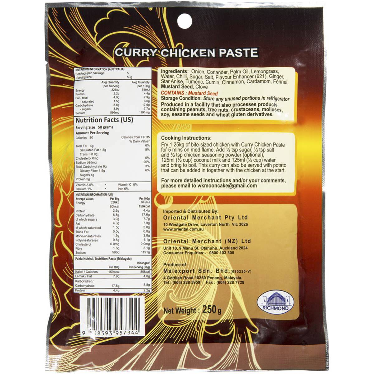 Richmond Curry Paste Chicken 250g Woolworths