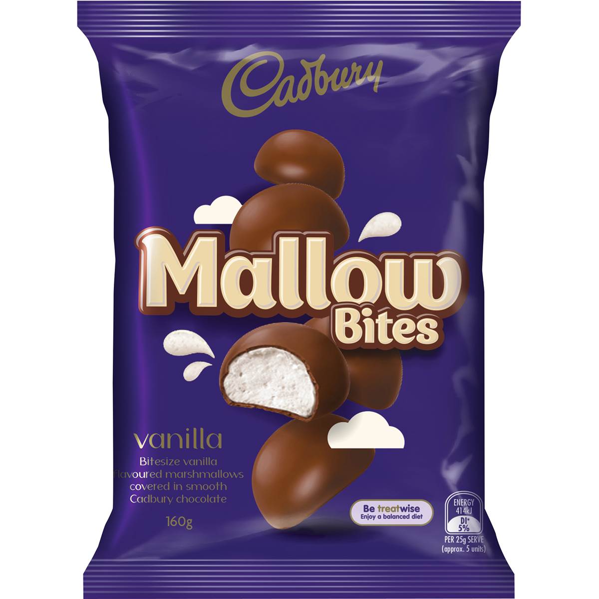 Cadbury Mallow Bites Vanilla 160g | Woolworths