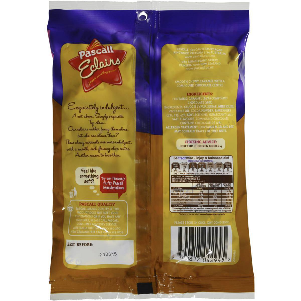 Pascall Toffee Eclairs 240g Bag Woolworths