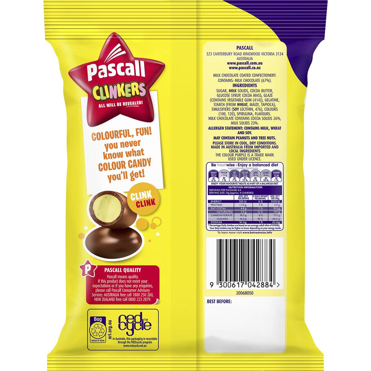 Cadbury Pascall Clinker Milk Chocolate Lollies Snack & Share Bag 160g ...