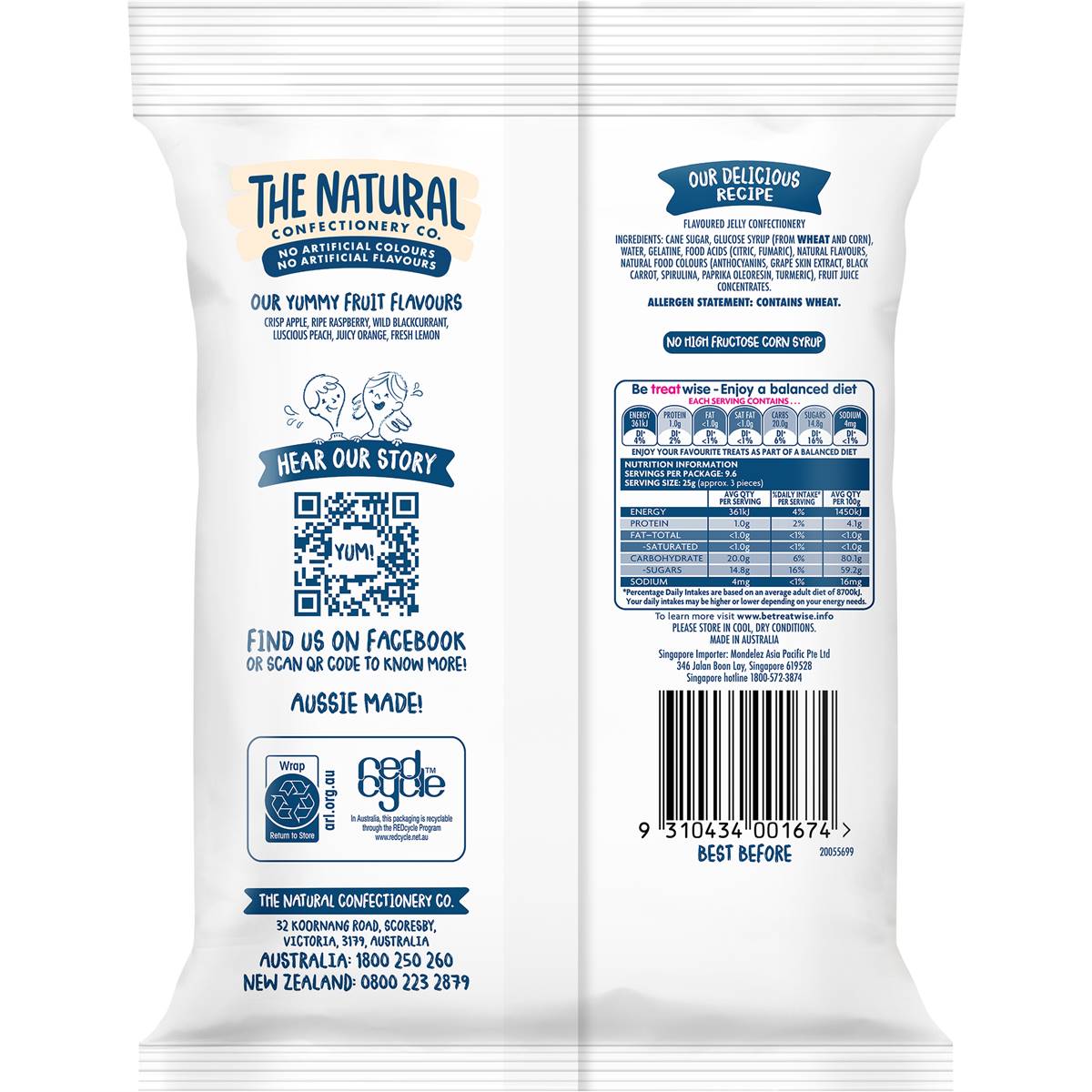 The Natural Confectionery Co Soft Jellies Fruit Salad Lollies 240g 