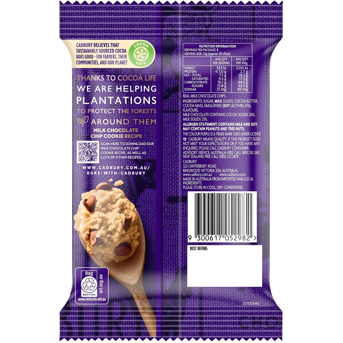 Cadbury Baking Milk Chocolate Chips 200g Woolworths