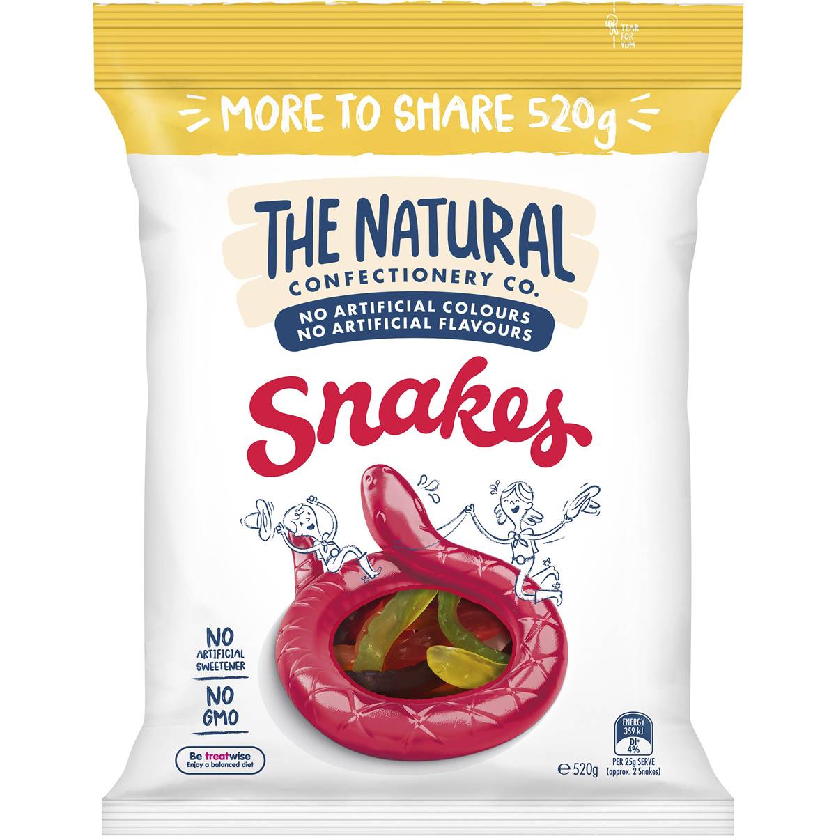 The Natural Confectionery Co. Snakes Lollies 520g Woolworths