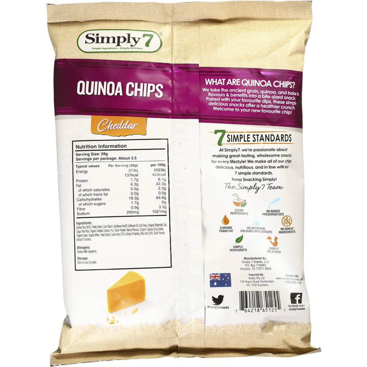 Simply 7 Quinoa Chips With Cheddar 99g Woolworths